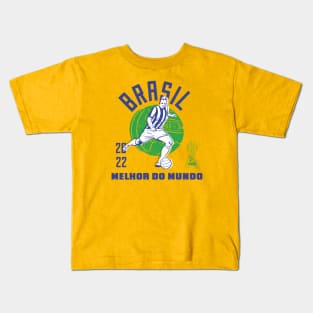 Vintage Brazil Football // Retro Brazilian Soccer Player Kids T-Shirt